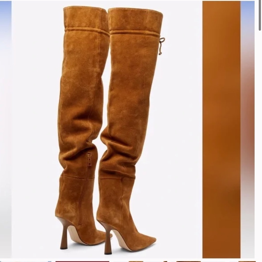 New! Good American Carla Over the Knee Boot Tobacco 7 🤎 NWOB - Picture 5 of 12